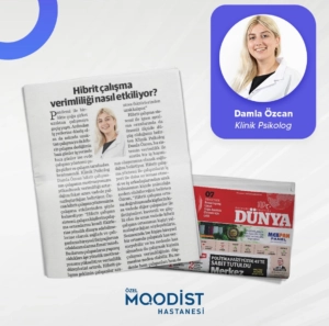Psikolog Damla Özcan'ın Dünya Gazetesi’nde yayımlanan “Hibrit Çalışma Sistemi” ile ilişkili yazısı